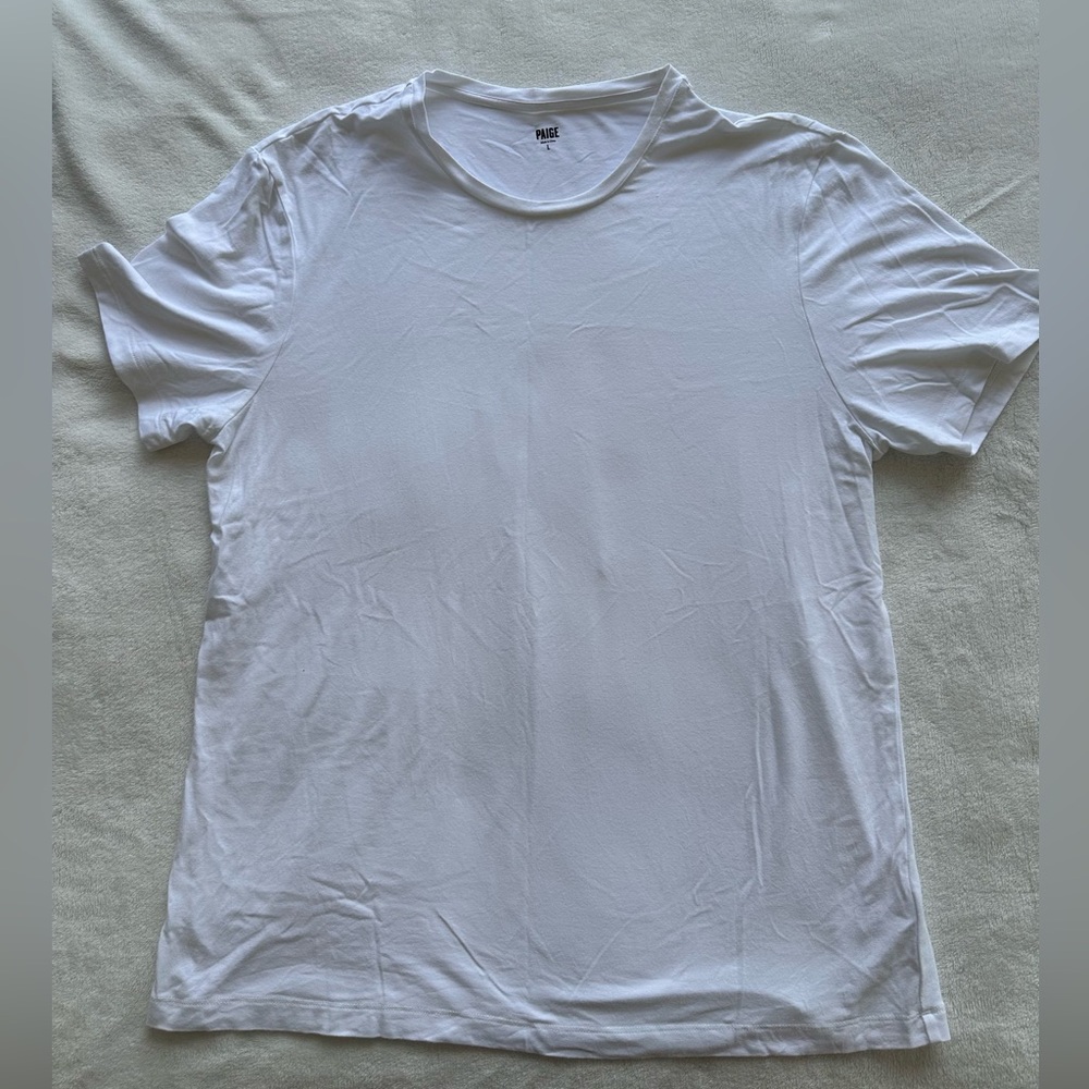PAIGE Men’s Cash Stretch Crewneck White T-Shirt Size Large